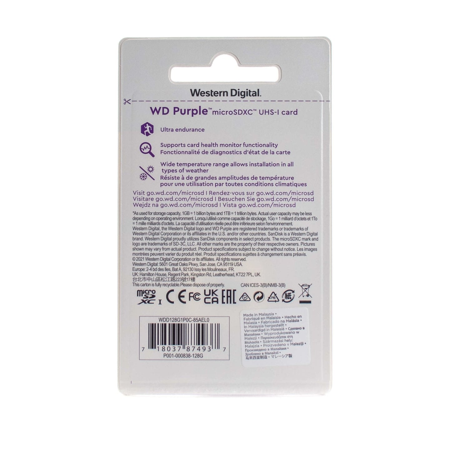 WD Purple Surveillance Grade 128 GB Micro SD Card - AlarmSystemStore.com